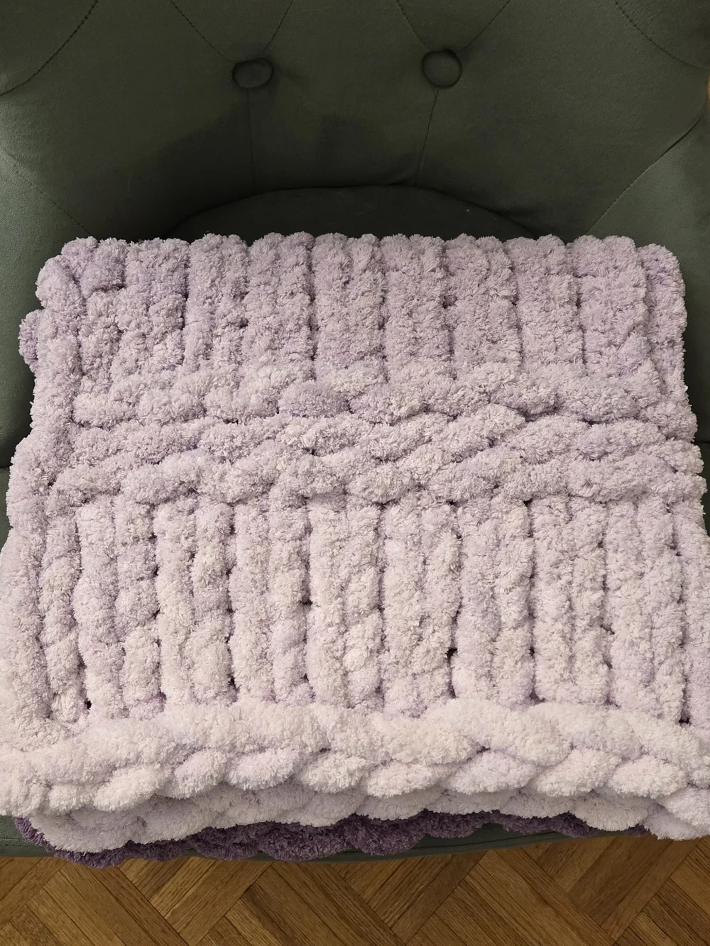 Plush Handmade/HandKnit Lavender Baby Blanket